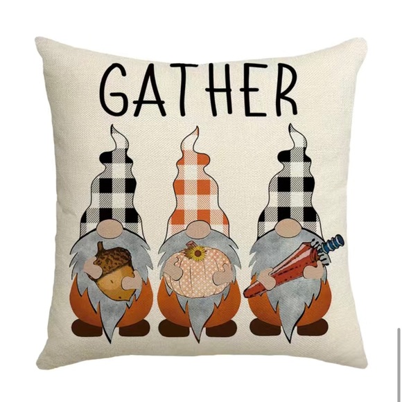Set of 2 Hello Fall Gnome Plaid Throw Pillow Covers - Picture 3 of 3